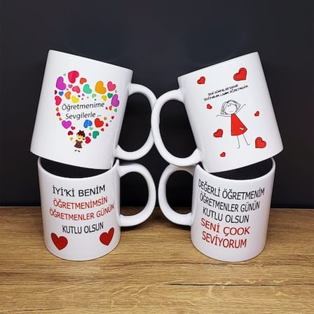 Trendexa Kupa Bardak Öğretmenler Günü Hediyesi Çok Renkli Porselen 8 cm x 10 cm