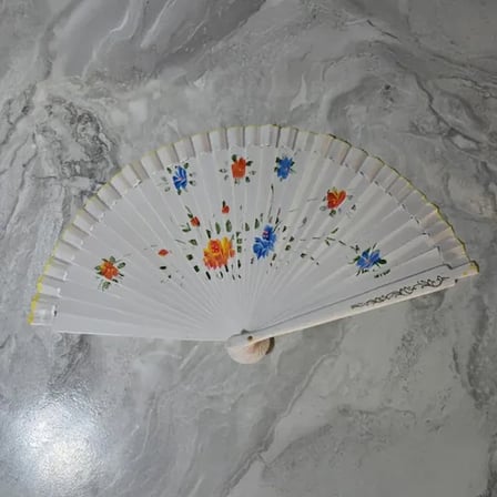 12li Bambu Çift Taraflı Renkli Yelpaze