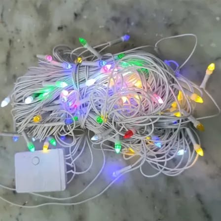 10m 100 LED Damla Uçlu Kırmızı Işık Şeffaf Kablo
