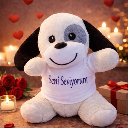 Toptan Seni Seviyorum Tişörtlü Sevimli Peluş Köpek