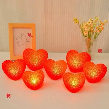 Led Işıklı Kırmızı Kalp Gece Lambası