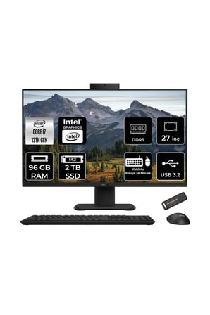 V470 i7 13620H 96GB RAM 2TB SSD 27" FHD 100Hz FreeDOS V470I716512B0DP339 All In One Bilgisayar + Per4 USB