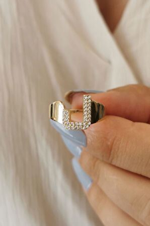 Altın Taşlı J Harfi Yüzük