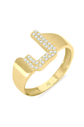 Altın Taşlı J Harfi Yüzük