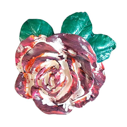 Uretti - Ayşe 7362 5735 El Yapımı Minik 2'li Mavi - Bordo Renk Gül Magnet - 6 x 7 cm