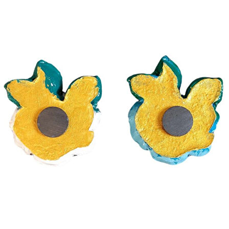 Uretti - Ayşe 7362 5735 El Yapımı Minik 2'li Mavi - Bordo Renk Gül Magnet - 6 x 7 cm