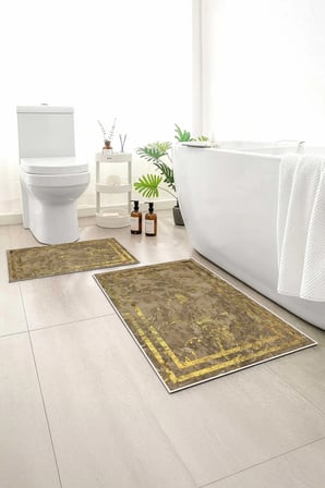 2 li Banyo Paspası, Yumuşak Banyo Halısı, Kaymaz Tabanlı, Yıkanabilir - 60x100 - 50 x60