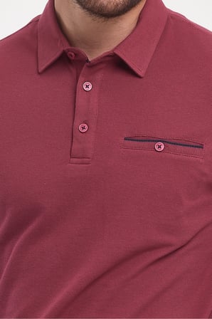 Erkek Uzun Basic Polo Yaka Cepli Düz Sarı Sweatshirt