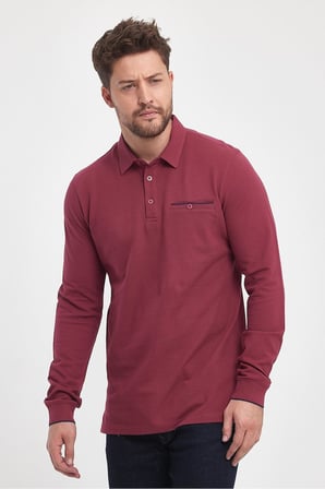 Erkek Uzun Basic Polo Yaka Cepli Düz Sarı Sweatshirt