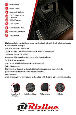 Rizline Peugeot Rifter VAN 2019 Sonrası 3D Havuzlu Paspas Siyah