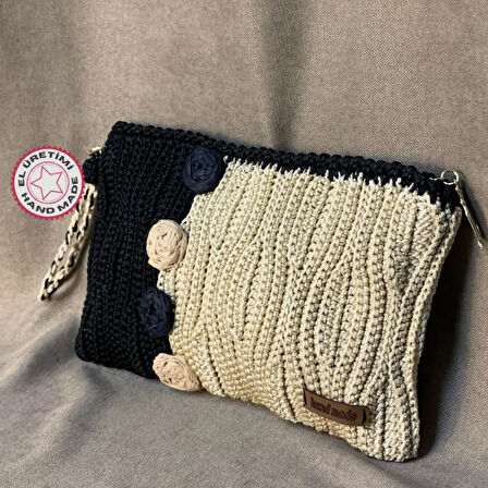 Uretti - Meryem 7194 - El Örgüsü Makrome İp Tığ İşi Clutch Çanta