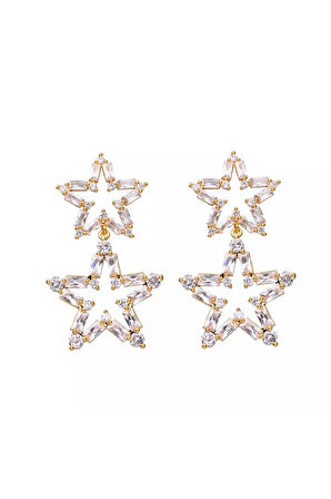 Taşlı Sallantılı Yıldız Küpe