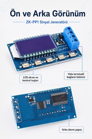 ZK-PP1 PWM Sinyal Üreteci Pulse Jeneratörü 1Hz-150KHz Ayarlanabilir LCD Ekranlı Devre Modülü