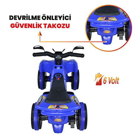 Uj Toys Müzikli ve Led Işıklı Akülü Atv 6V Ranger-Mavi