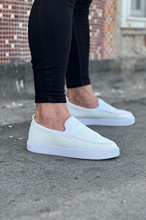 061 Beyaz Triko Babet Erkek Casual Ayakkabı