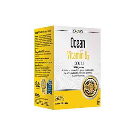 Orzax Ocean Vitamin D3 1000 IU Oral Sprey 20 ML 