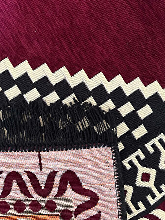 Şark Köşesi Kilim Halı Balkon ve Salon İçin Dekoratif Yıkanabilir Oturma Oda Halısı(bordo)