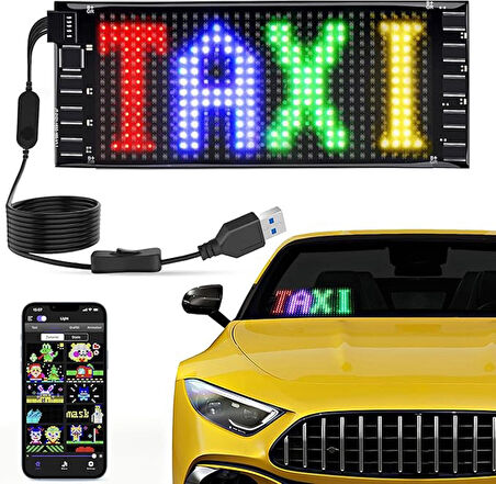 ShopFast Araç Car Led Ekran Tabelaları Kayan Yazı Kişiselleştirilebilir Uygulama Kontrolü(17-7cm)