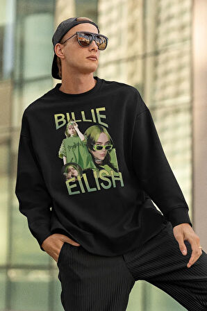 Billie Eilish Baskılı Unisex Oversize Şarkıcı Sweatshirt