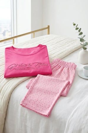 Kadın Desenli Bambu Viskon Uzun Kollu Soft Örme Mevsimlik Pijama Takımı