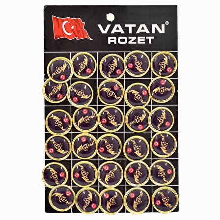 Vatan Rozet Atalı Siyah Baskı Yuvarlak VT620 (30 lu)