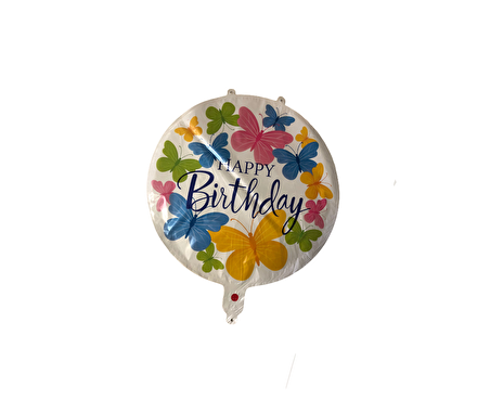 FOLYO BALON HAPPY BİRTHDAY RENKLİ KELEBEKLİ 18'' DÜ 15TL