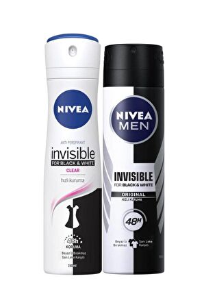 Nivea Black&white Clear Deosprey 150 ml Black&white Original Erkek Deosprey 150 ml 2'li Paket