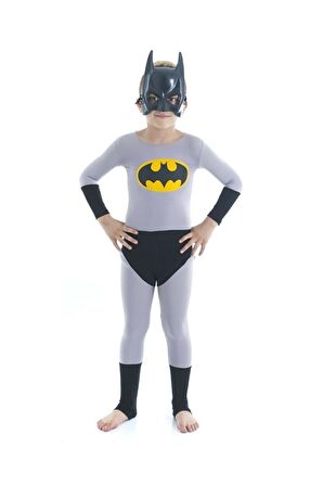 Pelerinli Batman Kostümü - Batman Kostüm - Kara Şövalye Kostümü - Maske Hediyeli 7-8 YAŞ