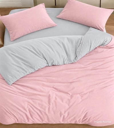 More Home Tek Kişilik Nevresim Takımı  Lastikli (Çarşaflı) Pembe Gri