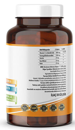 Ester C Vitamini 1000 MG 120 Tablet Kara Mürver Turunçgil