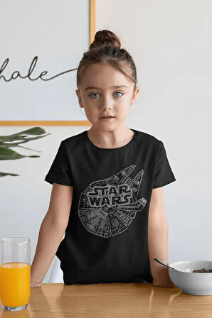 Star Wars Baskılı Unisex Çizgi Film Çocuk Tişört (1-12 YAŞ)