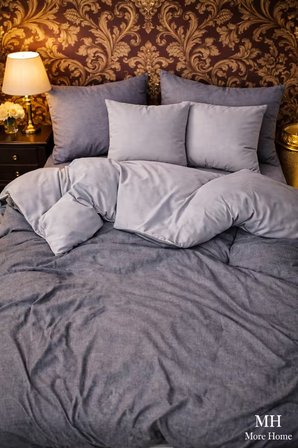 More Home Tek Kişilik Nevresim Takımı Lastikli Antrasit Gri