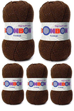 5 Adet Festival Simli Örgü İpi Yünü Renk No:219