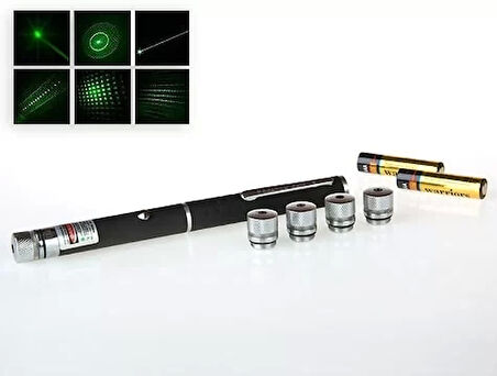 Yeşil Lazer Pointer 8000 Mw  5 Başlıklı