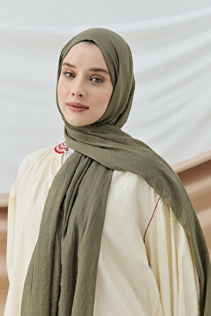 Aminenesil Modakaşmir İnce Pamuk Şal Ihlamur Yeşili Renk