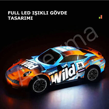 2.4GHz Uzaktan Kumandalı 1:18 Ölçek Full Fonksiyon LED Işıklı Gövde 3.7V Şarjlı Rc Yarış Arabası