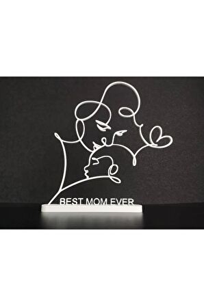 Anneler Günü Anne Sevgisi Masa Süsü Biblo Hediyelik 25cm Beyaz Plastik