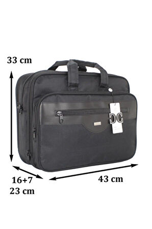 Case Club 2076 Büyük Körüklü 17,3 Inç Laptop Bölmeli El Omuz Çantası