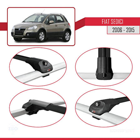 Fiat Sedici 2006-2015 Arası ile Uyumlu ACE-1 Ara Atkı Tavan Barı Siyah 2 Adet
