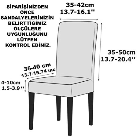 Bambu Nano Kumaş Likralı Yıkanabilir 6'lı Sandalye Kılıfı Lastikli Sandalye Örtüsü (6ADET)