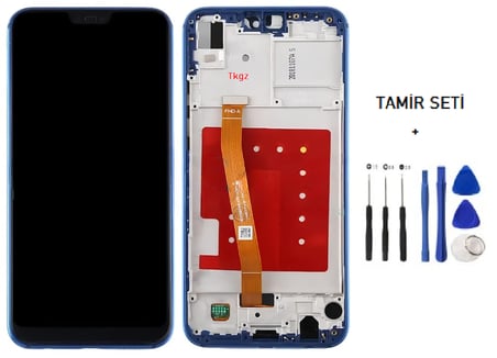 Huawei P20 Lite Uyumlu Lcd Ekran Dokunmatik SERVİS Orijinali ÇITALI MAVİ + TAMİR SETİ