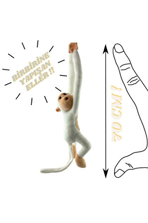 Toyaso Peluş Maymun Sarılan Elleri Yapışabilen Uyku Ve Oyun Arkadaşı -70 Cm Beyaz