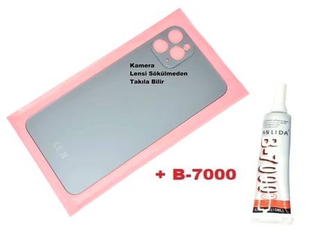 Tkgz İPhone 11 PRO MAX Arka Pil Batarya Kapağı (CAM+B-7000) MAVİ
