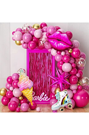 Pembe Balon Çelenk Arch Kiti Prenses Temalı Parti Kız Doğum Günü