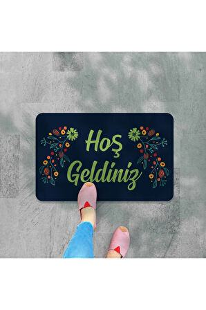 hoş geldiniz yazılır Dekoratif Dış Kapı Önü ve Iç Mekan Paspası yıkanabilir