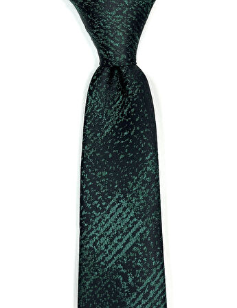  Siyah Yeşil Gölge Desenli Slim Kravat