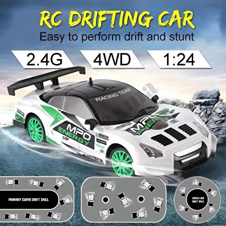 2.4GHz Uzaktan Kumandalı 4x4 1:24 Ölçek 15 Km Hız Yapan 3.7V Şarjlı Oyuncak Drift Aracı