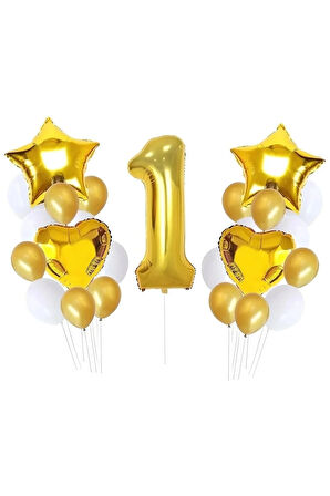 Mini Party Store 1 Yaş Balon Set Gold