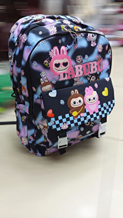  extra BÜYÜK BOY Öğrenci Sırt Çantası Okul Çantası Basit Kore Tarzı Sırt, Seyahat Eğlence Çantası labubu 