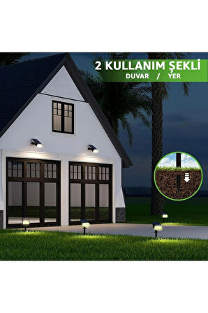 Bahçe Aydınlatması 10 Ledli Duvar ve Yere Uyumlu Güneş Enerjili Led Işık Solar Projektör